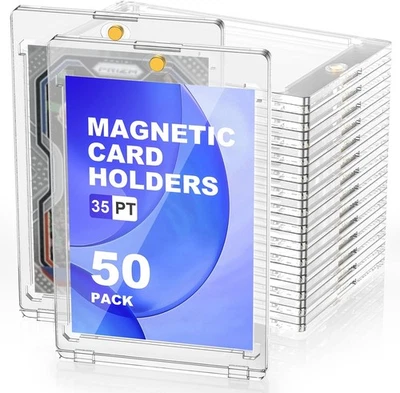 50 Pack Magnetic Card Holder 35PT U-V Protection Hard Trading Game Card Case - Image 1 of 4