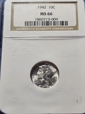 A 1942 Mercury Dime NGC MS 66 - Image 1 of 2