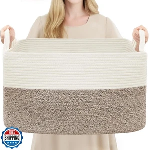 YOUDENOVA Großer Wäschekorb Deckenkorb, 21,6 Zoll × 14,9 Zoll × 19,6 Zoll Baumwollseil - Bild 1 von 5