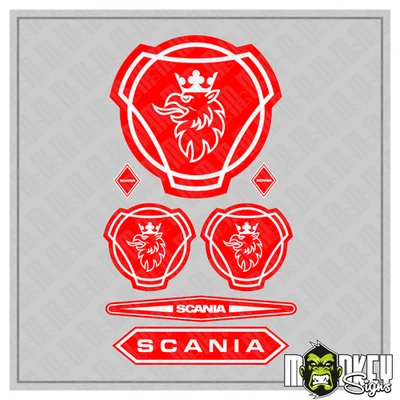 7x Scania Sticker Set Modellbau 1:14 1:16 LKW RC Truck Aufkleber Tamiya rot - Bild 1 von 2