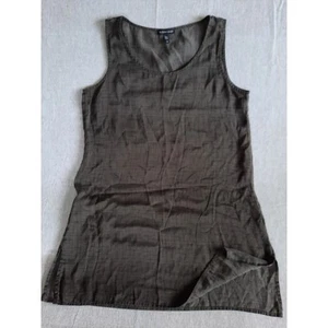 Eileen Fisher Women Small Petite Slit Tunic Blouse Army Green Silk OrganicCotton - Picture 1 of 8