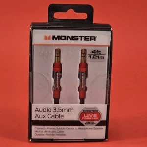 Monster 4 Fuß | 1,21 m Audio 3,5 mm AUX KABEL Gold Kontakte HD Audio Handy Tablet - Bild 1 von 6