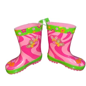 Stephen Joseph Girl's Butterfly Rubber Snow Rain Boots Pink Child Size US 8 - Picture 1 of 10
