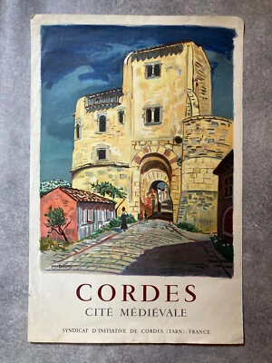 AFFICHE ORIGINALE. YVES BRAYER. CORDES CITÉ MÉDIÉVALE. TARN - Photo 1/4