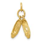 Real 14kt Yellow Gold 3D Ballet Slippers Charm