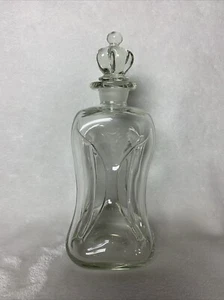 Vintage MCM Kluk Kluk Pinched Glass Decanter Bottle With Crown Stopper - Picture 1 of 12