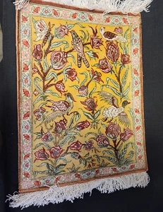 Vintage Handmade Silk Rug Sampler 15"×11" - Picture 1 of 17