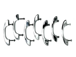 Vintage Mid Century Chrome Drawer Pull Lot of 7 Heavy Brass Atomic 3" OR 3.25" - Picture 1 of 4