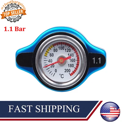 Blue Small Head Thermostatic Radiator Cap Cover Water Temp Gauge 1.1 BAR For Car - Image 1 of 4