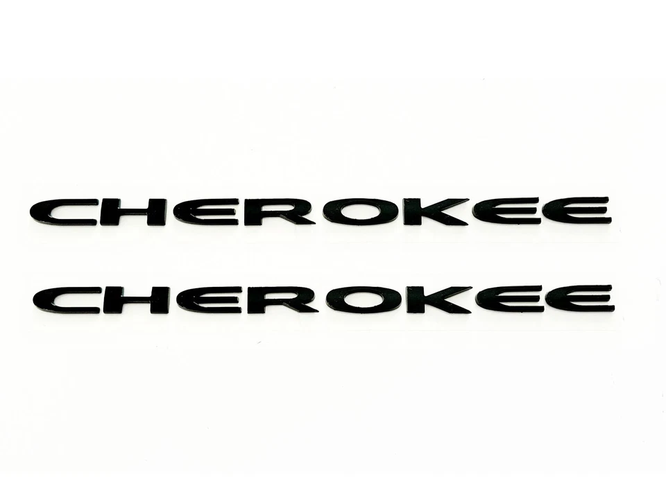 Placa de identificación negra emblema puerta delantera Jeep Cherokee Mopar OEM 2 piezas Foto 1 de 2