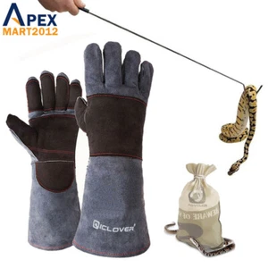 39" Retractable Reptile Hook Tool Hunting Bag Animal Anti-Bite Protective Gloves - Picture 1 of 33