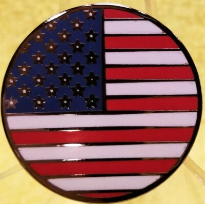 USA Old Glory American Flag Polished Silver MICRO Geocoin Geocaching Collectible - Image 1 of 3