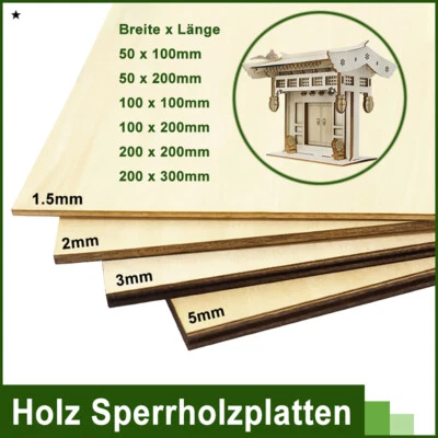 Dicke 1.5/2/3/5mm Lindenholzplatte Sperrholz Luftfahrt Schiff DIY Modell Bastel - Bild 1 von 4