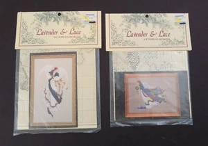 Lote de 2 ~ Lavanda y Encaje ~ Gráficos de Punto de Cruz ~ Ángel de la Esperanza y Ángel de la Libertad - Imagen 1 de 6