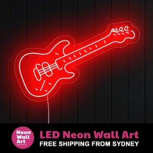 Electric Rock Guitar Neon Sign LED Lights Music Studio - Picture 1 of 6
