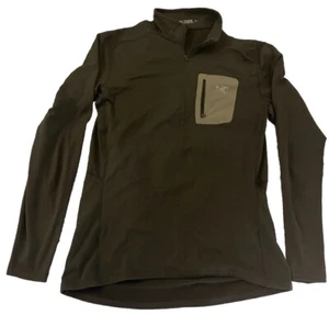 Arc'teryx Mens Grey/Blk Activewear Long Sleeve 1/4 Zip Chest Pocket M's LARGE - Picture 1 of 7