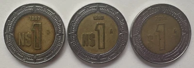 Lote de 3 monedas de 1 peso de México (1892, 1993, 2014) Foto 1 de 4