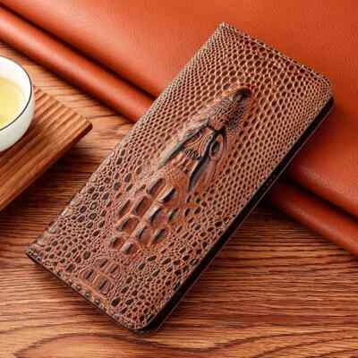 Genuine Leather Case Google Pixel 8 9 Pro XL 3D Crocodile Head Flip Wallet Cover - Image 1 of 4