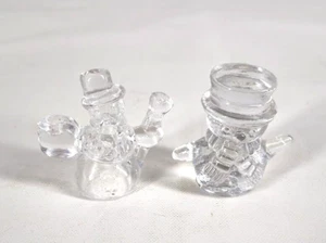 Clear Art Glass Snowman Mini Candle Holder & Mosser Art Glass Figure - Imagen 1 de 11