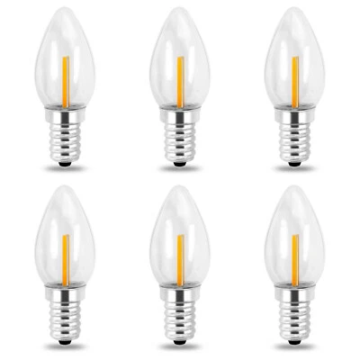 6pcs E12 Candelabra Led Bulb C7 0.6W 120V 2200K/2700K filament Glass Light #F18F - Image 1 of 4