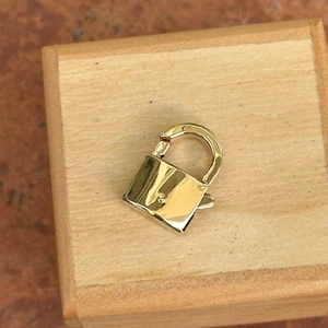 14KT Yellow Gold Shiny Padlock Pendant Hinged Opens 17 x 11mm Lock Charm - Picture 1 of 9