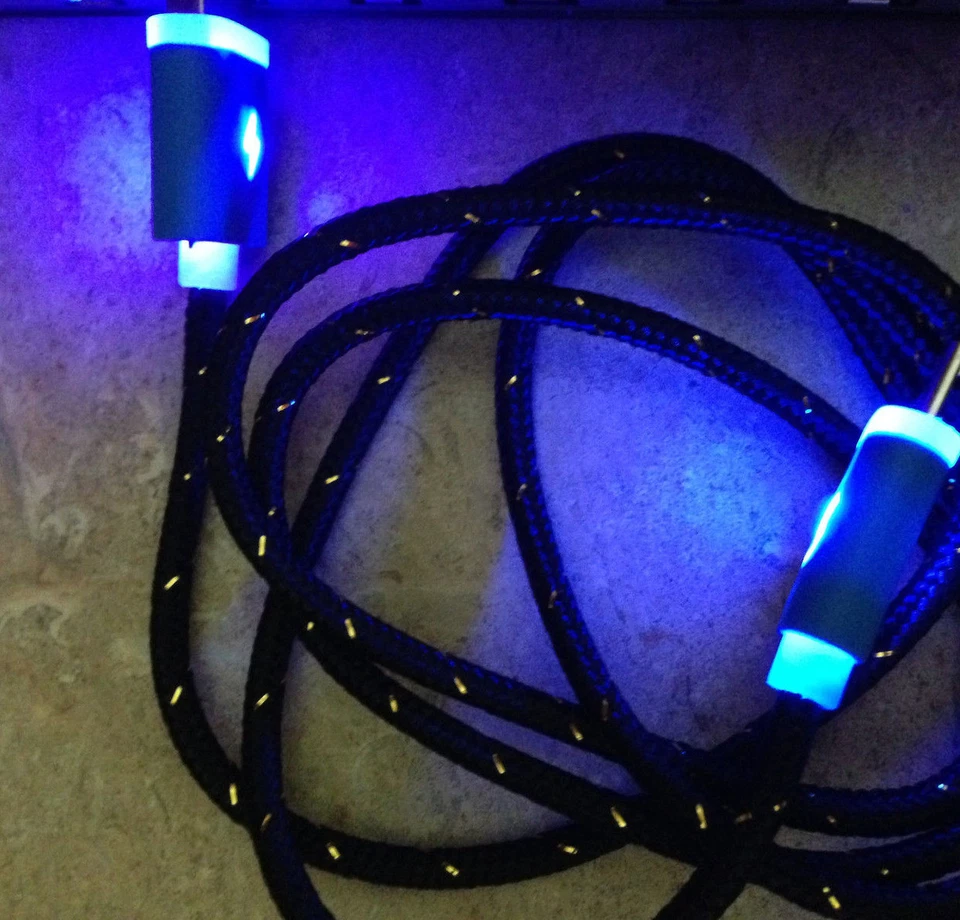 FLASH LED BRAIDED LIGHT Data Cable charger FOR Apple iPhone 8 7 6 5 4s micro usb - Image 1 of 4