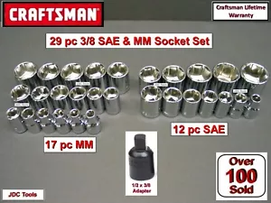CRAFTSMAN 30 pc 3/8 SAE METRIC MM 6pt ratchet wrench socket set 20 27 - Bild 1 von 4