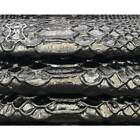 Dark Silver Snake Print Leather 5-6 sqft Genuine Metallic Textured  893,2oz