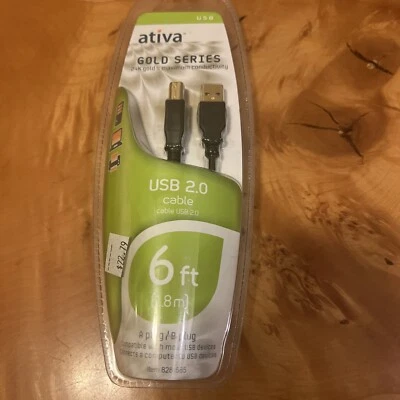 Ativa Usb Gold Series A Plug / B Plug 24k Gold  6’ Device Cable - Image 1 of 2