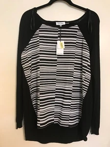 Suéter para mujer Calvin Klein panel tejido mediano bloque de color negro precio de venta sugerido por el fabricante 89,50 USD - Imagen 1 de 3