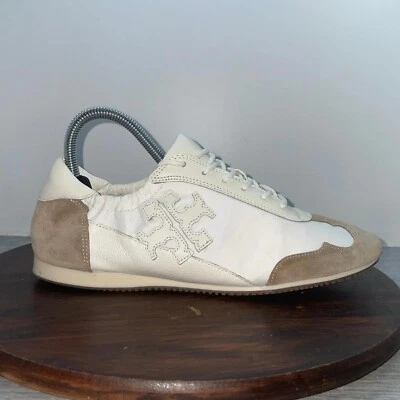 Tory Burch Women 9.5M Sneaker Nylon Calf Leather White Ivory Cerbiatto 100 Shoes - Image 1 of 4