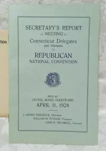 Vintage 1924 Republican National Convention Secretary Report Booklet - Picture 1 of 7