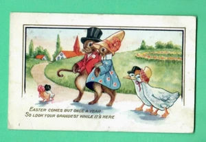 Ostern HASE UND GANS VINTAGE POSTKARTE 292 - Bild 1 von 2