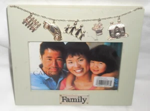:: FAMILY photo picture frame 4x6 with charms car house flowers NEW :: - Picture 1 of 2
