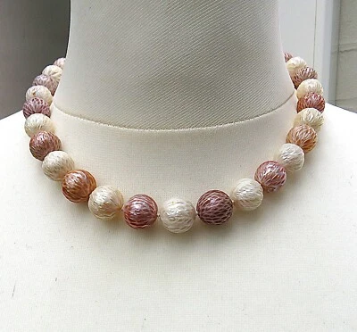 Ming Perlen Unikat Collier Weiß  Dragon skin Unikat gravierte Ming Perlen 5581 - Bild 1 von 4