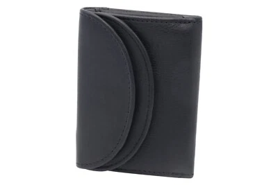 Mini Geldbörse LEAS in Echt-Leder, Miniportemonnaie Geldbeutel schwarz