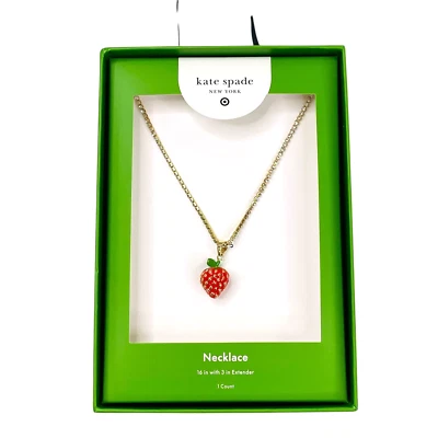 Kate Spade New York & Target Gold Strawberry Charm Tennis Necklace New - Image 1 of 4