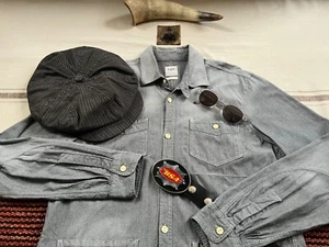 Lee 101 Work Shirt S-M SaltPepper Herringbone RRL-ish Engineer Chore Loco Jacket - Picture 1 of 18
