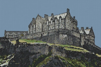 SUSANMOWER Edinburgh Castle rock Scotland counted cross stitch kit 18" x 12" 14 count