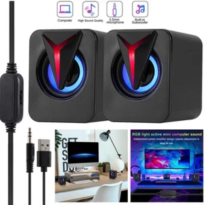 Stereo Sound Mini External USB Computer Speakers Laptop Tablet Clip-on Soundbar - Photo 1/6