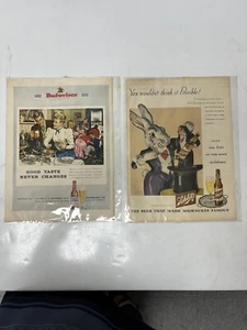 Schlitz Beer Ad 1945 And Budweiser 1952 Ad - Picture 1 of 5