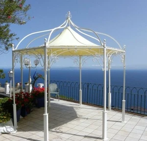 BELLISSIMO GAZEBO IN FERRO BATTUTO ESAGONALE NUOVO DA 4 METRI DI DIAMETRO. - Foto 1 di 2