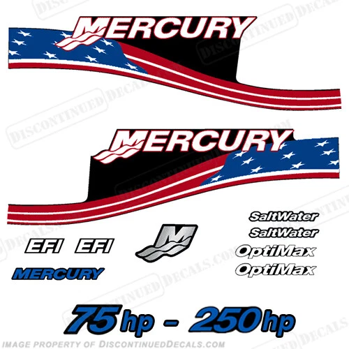 Calcomanías para Mercury 75 hp - 250 hp - bandera personalizada Foto 1 de 1