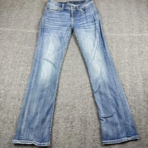 BKE Jeans Mens 28x32 Blue Aiden Bootcut Distressed Stretch Denim Whiskered - Picture 1 of 10