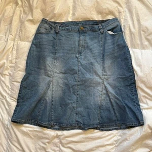 Y2k vintage blue denim midi skirt Catherine's women's sz 24W chic plus size - Picture 1 of 8