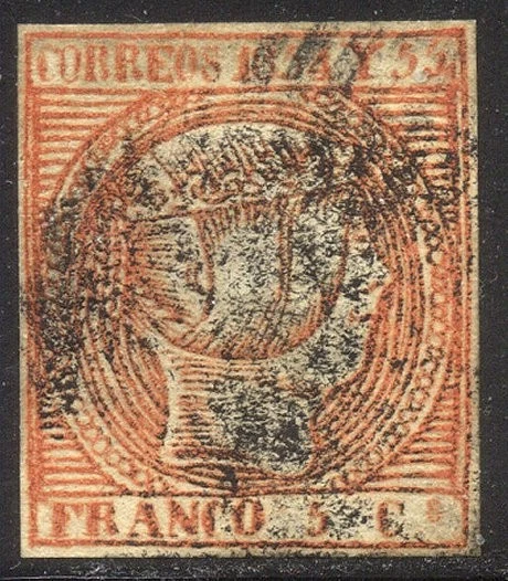 PHILIPPINES #1 SCARCE Used - 1854 5c Orange ($350) - Image 1 of 1