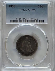 1850 seated liberty quarter. PCGS VF25 - Picture 1 of 4