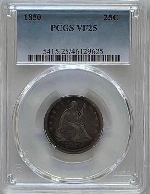 1850 seated liberty quarter. PCGS VF25 - Image 1 of 4