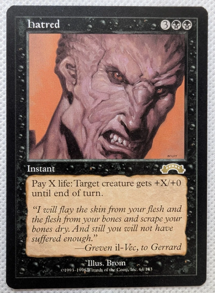 Hatred Exodus 1998 Near Mint Never Played Magic The Gathering Mtg Illus. Brom - Image 1 of 2