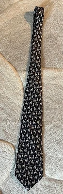 Pierre Cardin Silk Necktie Boston Terrier Bulldog Black and White Tie - Image 1 of 3